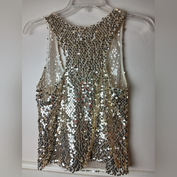Abercrombie and Fitch Sheer Gold Sequin Sleeveless Top XS New Years Party - Picture 6 of 6